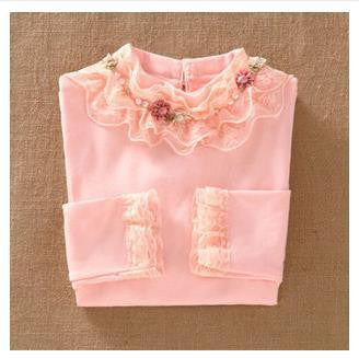 Online discount shop Australia - Cute Lace Children's T-Shirt 100% pure Cotton Kid's Render Shirt Baby Girls Clothing Soft Long Sleeve Tops 3-14Y