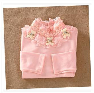 Online discount shop Australia - Cute Lace Children's T-Shirt 100% pure Cotton Kid's Render Shirt Baby Girls Clothing Soft Long Sleeve Tops 3-14Y