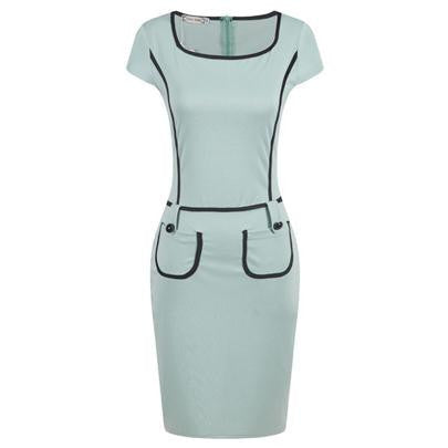 Plus Size Summer Style Women Ladies Office bodycon Dress Loose Long Pencil Pockets Work Dresses Vestidos Sheath S114