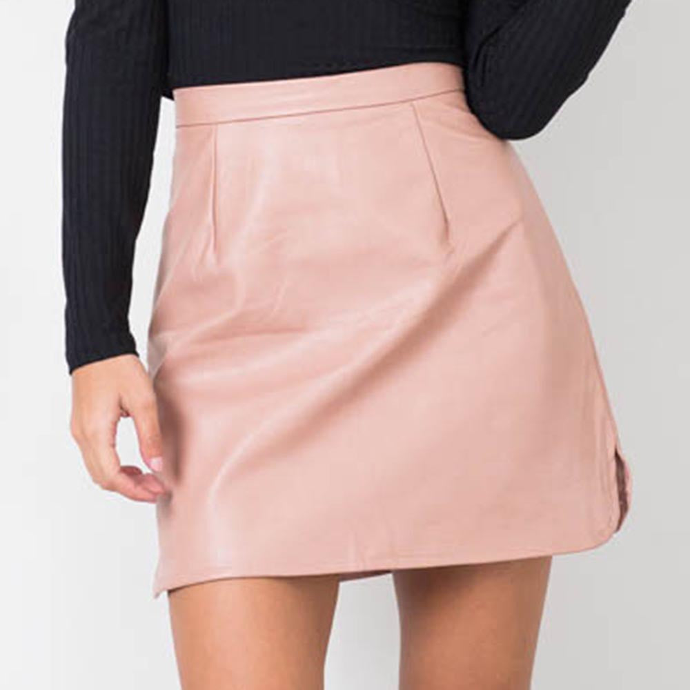 PU Leather Skirts High Waist Vintage A-Line Office Skirts Womens Solid Mini Bodycon Skirt Plus Size
