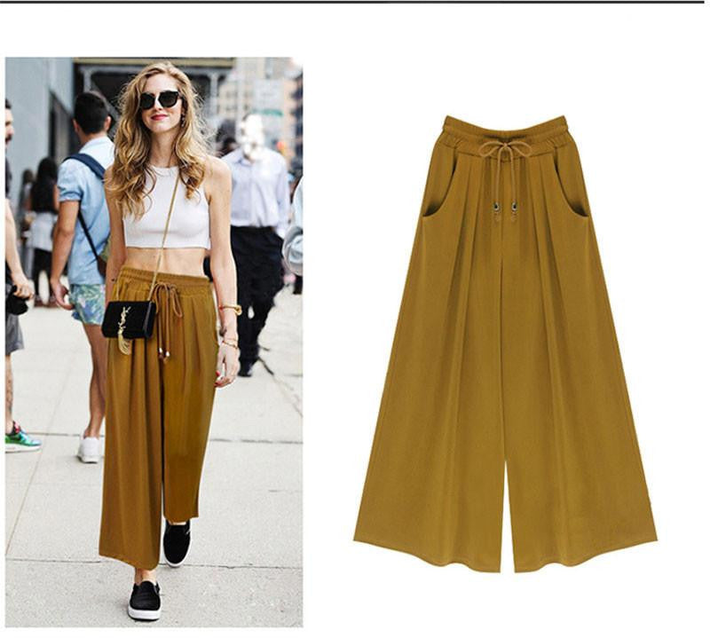 Women's Summer Harem Pants Casual Loose Cotton Blended Pleated Pockets Solid Elastic Waist Wide Leg Pants Plus Size