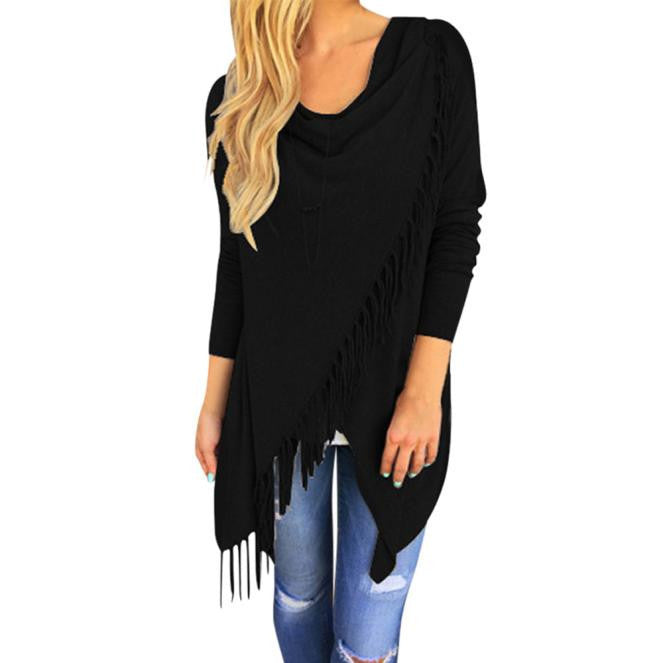 Online discount shop Australia - Lovesky New Fashion Women Blouse Shirt Casual Women Long Sleeve Slim Tassel Slash Cotton Clothing tops