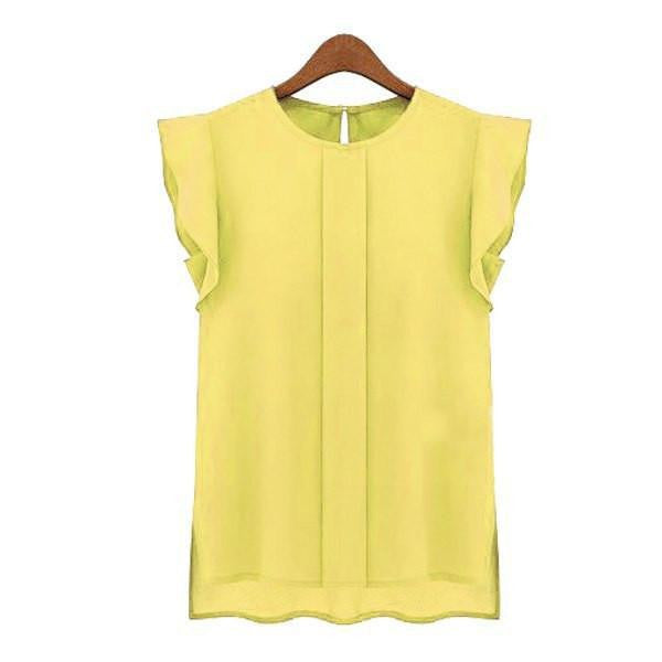 Womens Blouses Chiffon Clothing Lady Blouse/Shirt Fashion Ruffle Sleeveless 4 Colors Tops OL Blouse