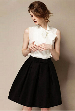 Women's Retro Bow Skirts Autumn Winter Fashion Plus Size High Waist Knee-length A-line Skirt Bust Skirt