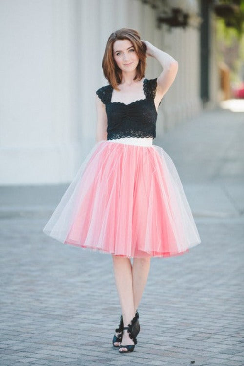 Online discount shop Australia - Fashion 21" Long Two Tone Mini Women Tulle Skirts Princess Adult Tutu Ball Gown