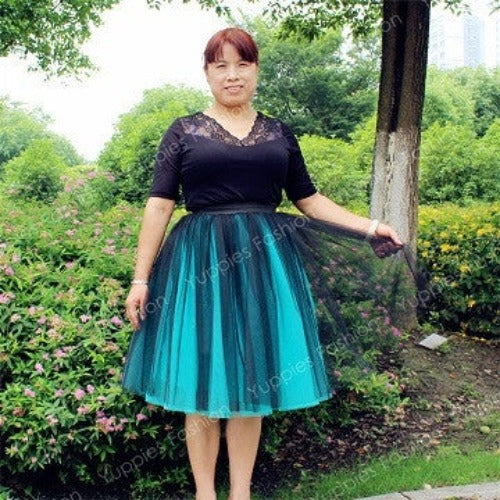Online discount shop Australia - Fashion 21" Long Two Tone Mini Women Tulle Skirts Princess Adult Tutu Ball Gown