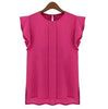 Women Blouses & Shirts Chiffon Clothing Ladies Blouse/Shirt Fashion Ruffle Short Sleeve 4 Colors Tops OL Blouse