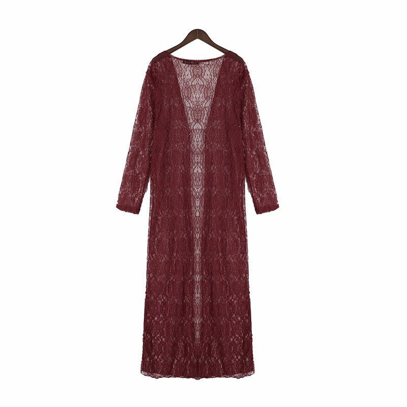 Online discount shop Australia - New  Fashion Women Lace Crochet Long Sleeve Beach Open Kimono Cardigan Long Blouses Tops Plus Size