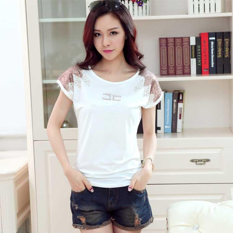 women round neck Y tops kawaii tee style plus size korean 3D cotton tshirt