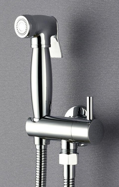 brass chrome plated toilet bidet bright polished bathroom bidet faucet sprayer shower head wall mounted valve & holder