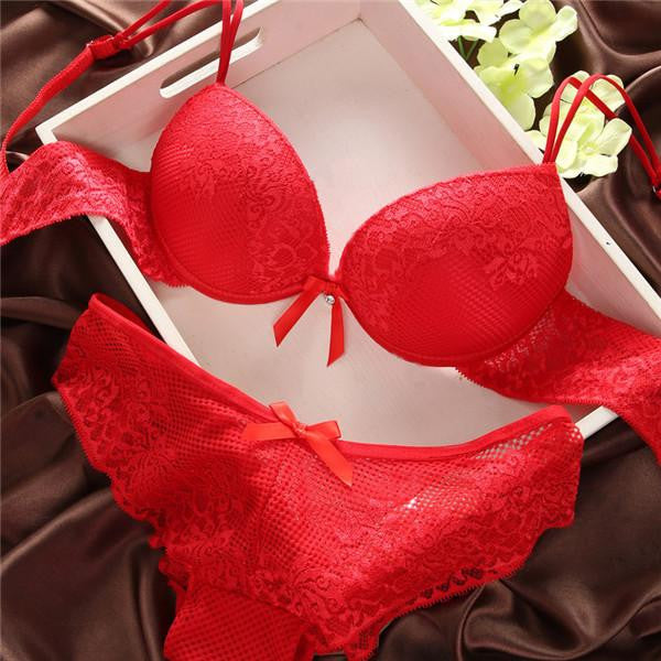 Underwear Women Bra Set Lingerie Set Luxurious Vintage Lace Embroidered Push Up Bra And Panty Set