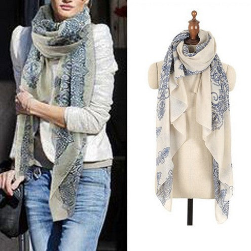 Online discount shop Australia - 160*70cm High quality Blue and White Porcelain Style Thin Section the Silk Floss Women Scarf Shawl