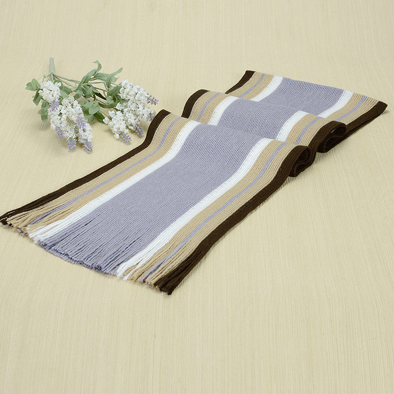 Online discount shop Australia - Designer scarf men striped cotton scarf female & male brand shawl wrap knit cashmere bufandas Striped scarf with tassels