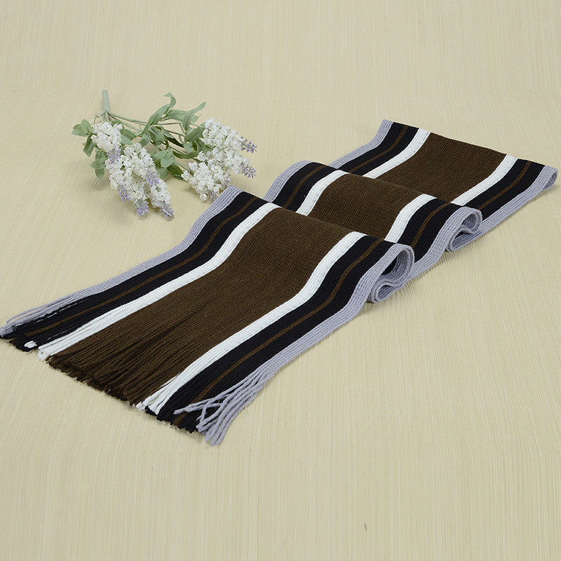 Online discount shop Australia - Designer scarf men striped cotton scarf female & male brand shawl wrap knit cashmere bufandas Striped scarf with tassels