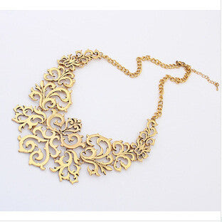 est Jewelry For Women Gift 3 Colors Hollow Flower Alloy Vintage Gold Plated Short Choker Statement Necklaces & Pendants