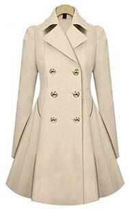 Style Brand Women Long Trench Coat Plus Size Beige Slim