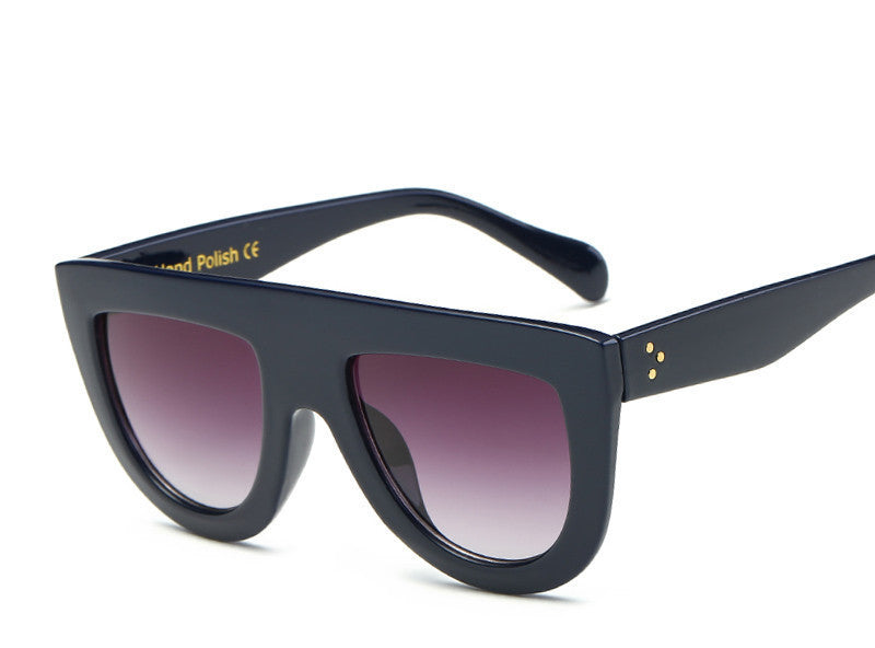 Online discount shop Australia - Fashion Sunglasses Women Flat Top Style Brand Design Vintage Sun glasses Female Rivet Shades Big Frame Shades 2249