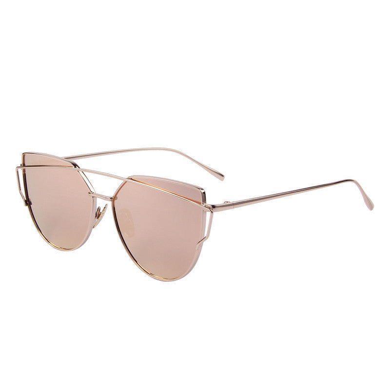 Online discount shop Australia - Fashion Women Cat Eye Sunglasses Classic Brand Designer Twin-Beams Sunglasses Coating Mirror Flat Panel Lens S'7882