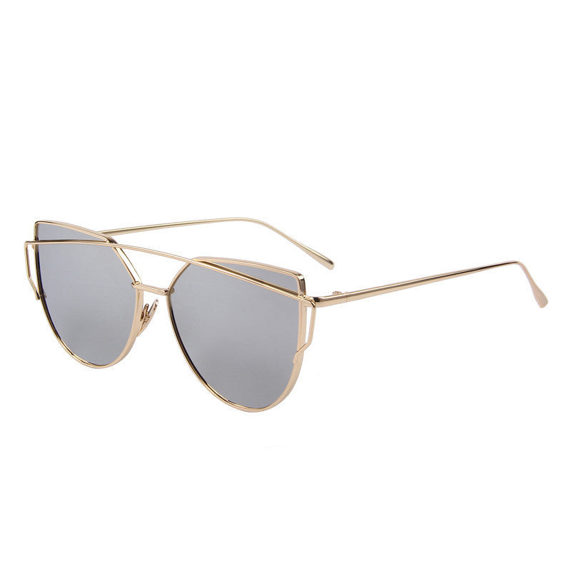 Online discount shop Australia - Fashion Women Cat Eye Sunglasses Classic Brand Designer Twin-Beams Sunglasses Coating Mirror Flat Panel Lens S'7882