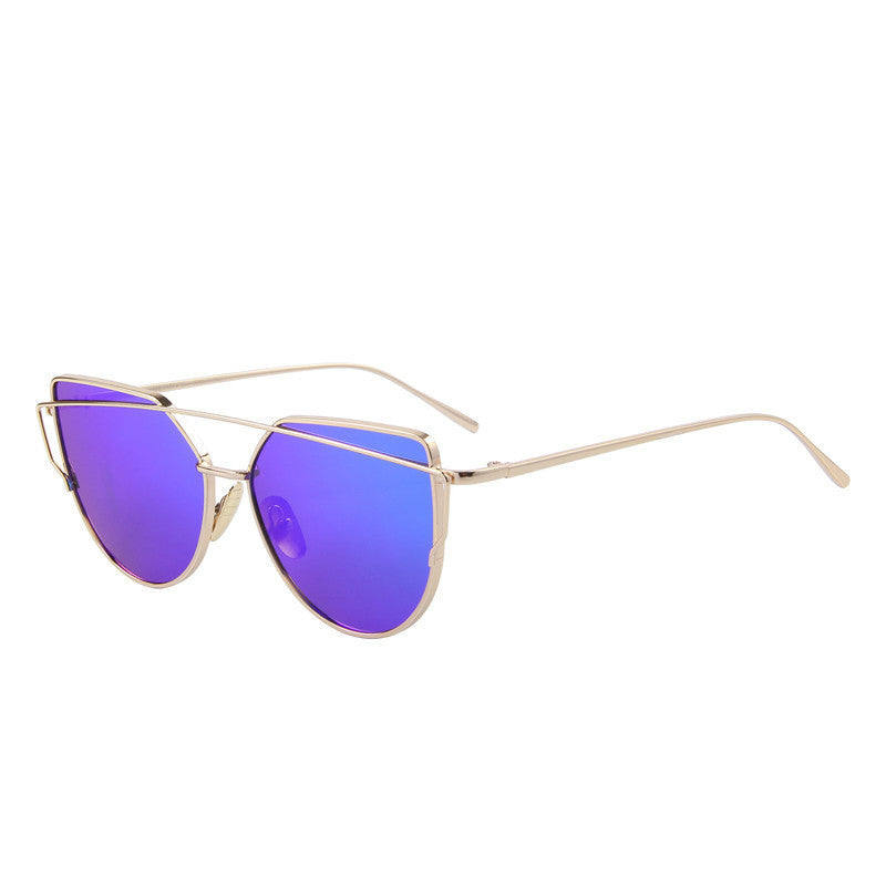 Online discount shop Australia - Fashion Women Cat Eye Sunglasses Classic Brand Designer Twin-Beams Sunglasses Coating Mirror Flat Panel Lens S'7882