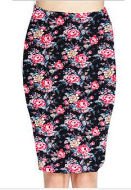 Summer Women's Pencil Skirt High Waist Floral Printing Midi Skirt 21 Colors