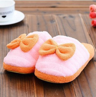 Online discount shop Australia - Home slippers Factory Direct Pantufas Large Bow Love Slippers Women Warm Cotton Fabric Slippers Indoor Home Floor Shoes