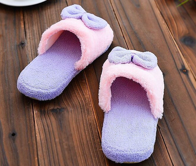 Online discount shop Australia - Home slippers Factory Direct Pantufas Large Bow Love Slippers Women Warm Cotton Fabric Slippers Indoor Home Floor Shoes
