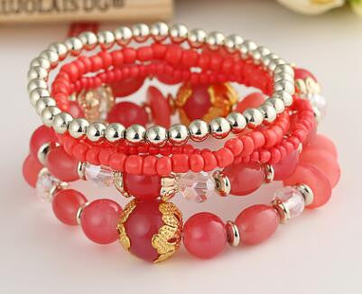 Online discount shop Australia - GR Jewelry Simulated-Pearl Bracelets Mix Beads Flower Pendants Stretch Women Bracelets & Bangles Jewelry