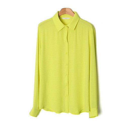 Online discount shop Australia - Colorful Apparel Women Blouses Button Solid New Long-sleeve Shirt Female Chiffon Women's Slim Clothing CA86A