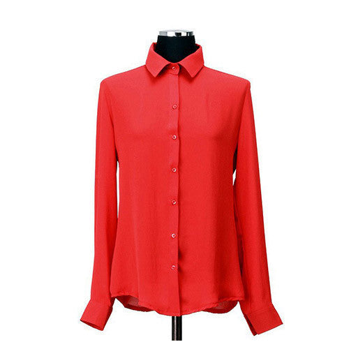 Online discount shop Australia - Colorful Apparel Women Blouses Button Solid New Long-sleeve Shirt Female Chiffon Women's Slim Clothing CA86A