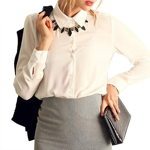 Online discount shop Australia - Colorful Apparel Women Blouses Button Solid New Long-sleeve Shirt Female Chiffon Women's Slim Clothing CA86A