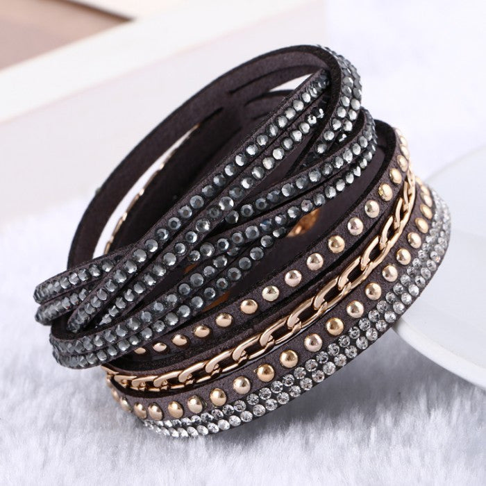 Fashion leather bracelet Punk Style Multilayer Bracelets & Bangles Rivet Bracelet For Women