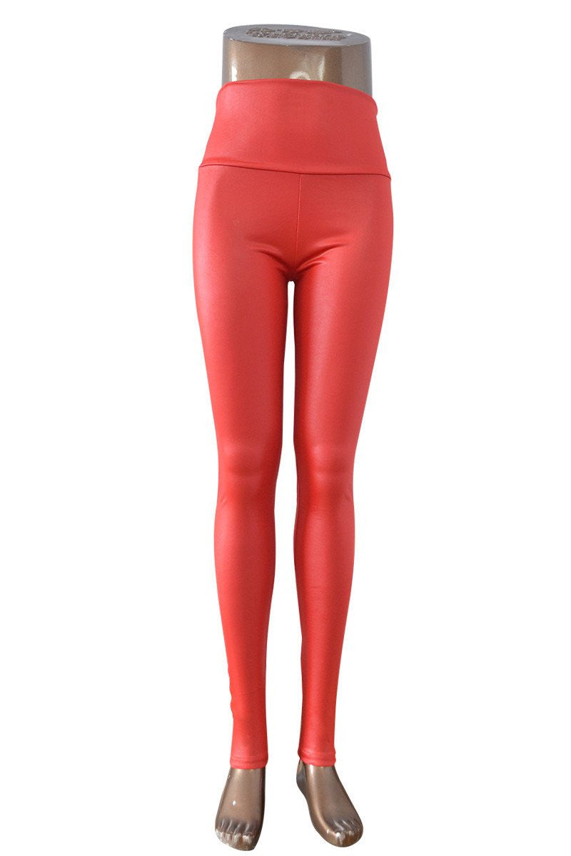 women's Skinny Faux Leather High Waist Leggings Pants