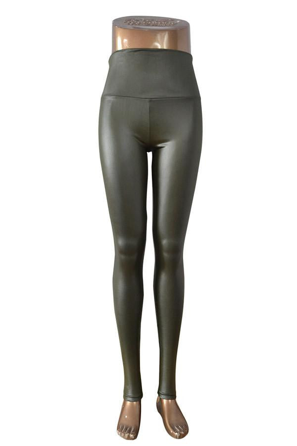 women's Skinny Faux Leather High Waist Leggings Pants