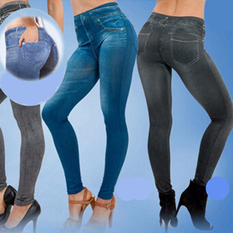 Leggings Jeans Women Denim Pants with Pocket Slim Plus Size Leggings