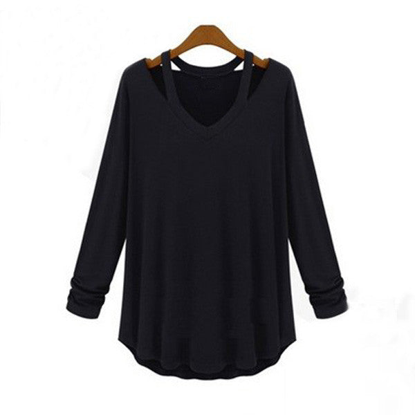 Online discount shop Australia - New Arrival Women Loose Casual Trendy Shirt Off Shoulder Long Sleeve V-Neck Tops Blouse Plus Size S-5XL 3 Colors