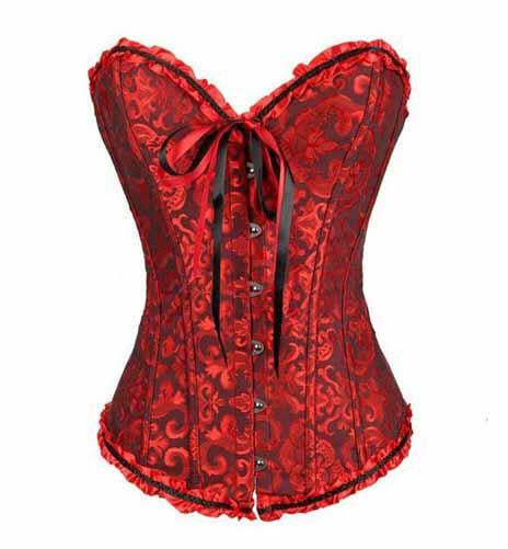 Women Lace up Ribbon Lingerie Bustiers Black Embroidered Satin Overbust Corset + Thong Bustiers Corcelet Plus Size S-6XL