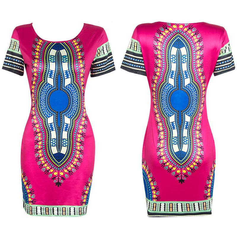 Online discount shop Australia - Boho Autumn Dress Women Traditional African Tribal Print Dashiki Dresses Bodycon Club Party Dress CLothing Robe 10677