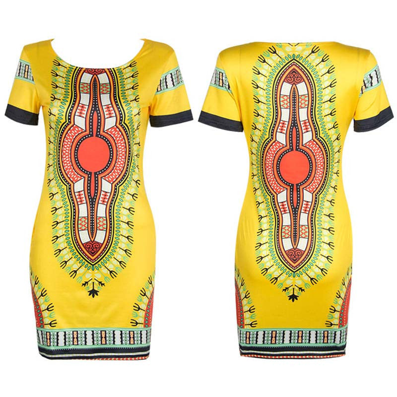 Online discount shop Australia - Boho Autumn Dress Women Traditional African Tribal Print Dashiki Dresses Bodycon Club Party Dress CLothing Robe 10677