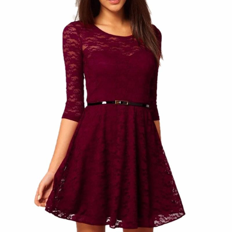 Candy Color Elegant Lace Dress For Women Women Dresses Plus Size Fashion Lady Winter Dresses