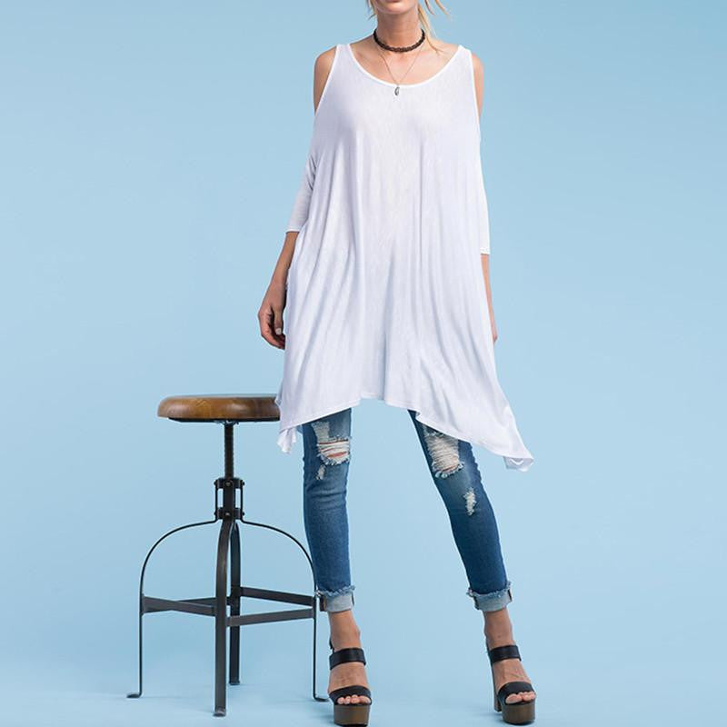 Women Fashion Off Shoulder Casual Loose Street Style Batwing Sleeve Slim