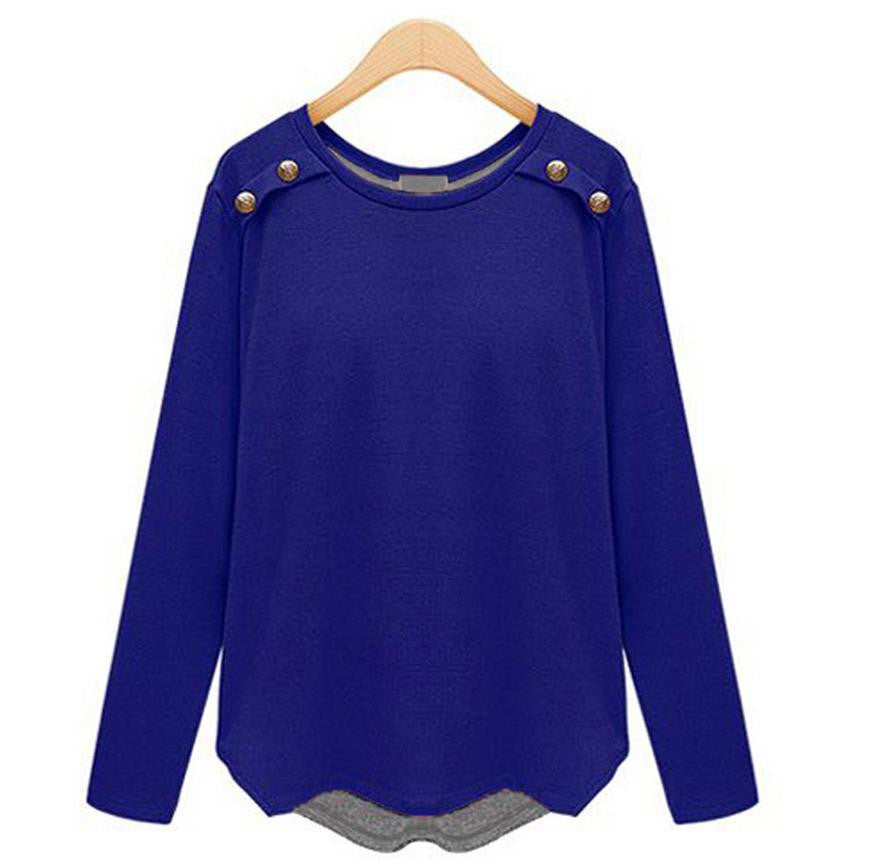 Online discount shop Australia - Fashion Women's T-shirt asymmetrical hem long-sleeved
