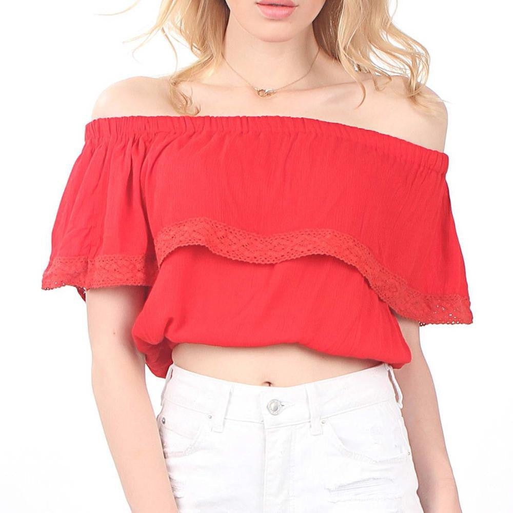 white crop top for women off shoulder lace splice t shirt tops slash women