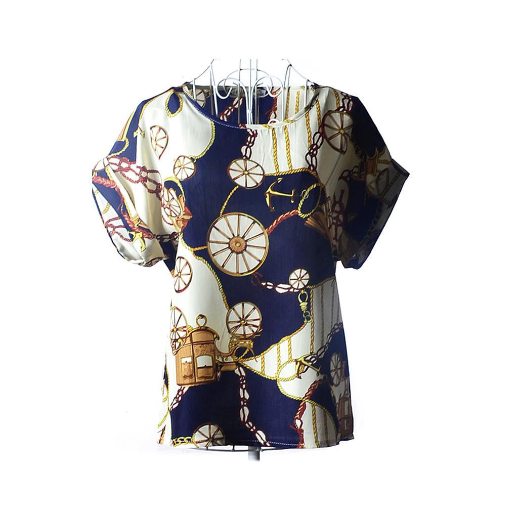 Online discount shop Australia - fashion Women Print Chiffon Shirt Vintage19 Styles Batwing Sleeve casual T Shirts Tops