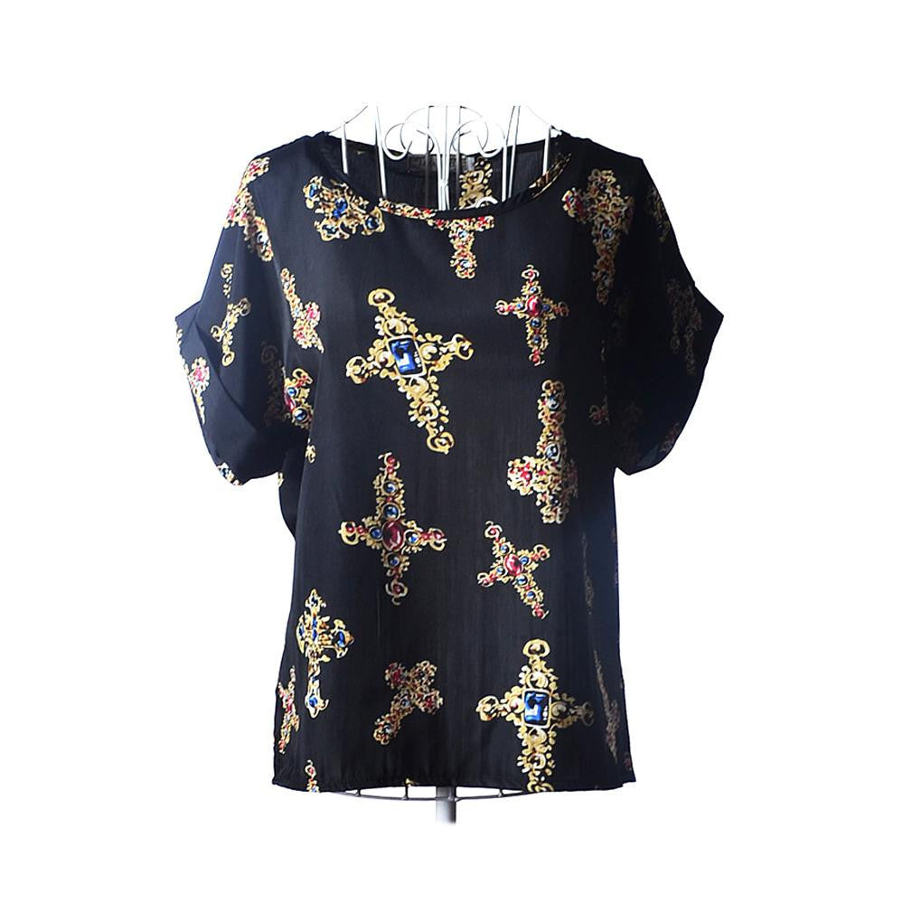 Online discount shop Australia - fashion Women Print Chiffon Shirt Vintage19 Styles Batwing Sleeve casual T Shirts Tops