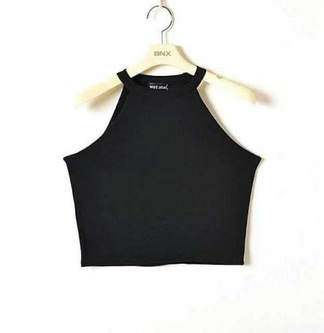 Women Tight Elastic Crop Tops Cute Sleeveless T-shirts Lady Stretchable Cropped Tees 5 colors