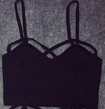 Fashion Bralette Caged Front Cut Out Strappy Bra Bralet Vest Crop Top  Bustier OS 