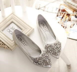 Fashion Flats Shoes Women Ballet Princess Shoes For Casual Crystal Boat Shoes Rhinestone Women Flats PLUS Size