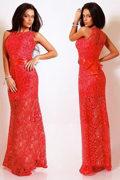 women sexy long dress ladies Red White Navy Blue Lace Satin Patchwork