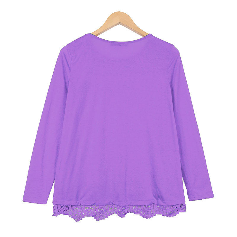 Online discount shop Australia - Blouse  Fashion Women Long Sleeve O-Neck Casual Tops Sexy Lace Crochet Shirts Plus Size